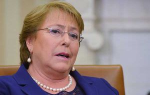 “Este año conmemoramos 10 años del tratado de libre comercio con EE.UU, nuestro inversor extranjero más importante”, dijo Bachelet
