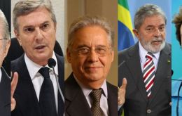 José Sarney (1985-1990), Collor de Mello (1990-1992), Fernando Henrique Cardoso (1995-2002), Lula da Silva (2003-2010) y Dilma Rousseff (2011-2016). 