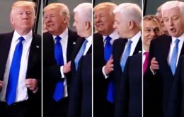 En el vídeo puede verse como Trump se acerca por detrás a Markovic, le agarra del brazo y le aparta hacia la izquierda para abrirse paso