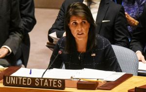 Tras calificar la votación de “teatro político” y asegurar que la ONU “no tiene facultad para poner fin al embargo”, Haley admitió que su gobierno está solo