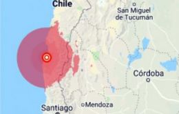 Según se estableció el epicentro del sismo se localizó 13kms al este de Tongoy,  430 kilómetros al norte de Santiago, y tuvo su hipocentro a 50,1kms de profundidad