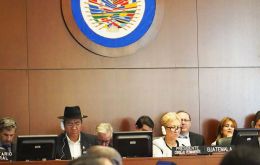 El canciller boliviano Diego Pary durante su discurso ante el Consejo Permanente de la OEA 