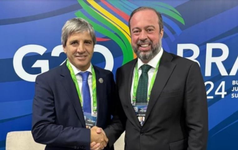 Caputo (I) y Silveira se reunieron al margen de la Cumbre del G20 en Río