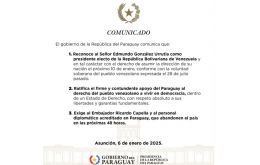 Paraguay dio 48 horas a la misión diplomática de Venezuela para abandonar el país