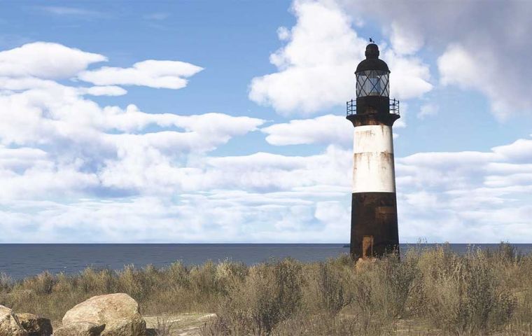 Al fondo el icónico Faro de Pembroke, próximo a la capital Stanley 