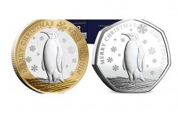 Las monedas de £0,50 y £2 de reciente acuñación con imagen de un pingüino Rey