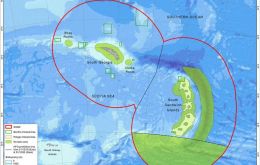 El mapa mostrando la incrementada zona MPA en torno a Georgia del Sur  (Foto GSGSSI)       