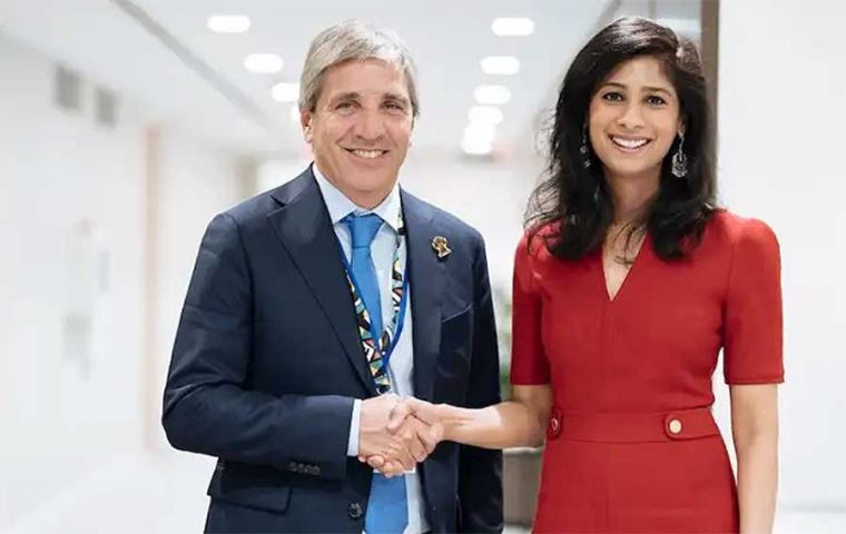 Caputo extrañará especialmente a Gopinath en Buenos Aires