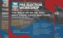 El poster convocando a al Taller Pre-Electoral 
