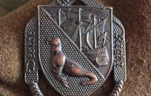 El escudo de las FIDF, antes con la consigna nacional “Desire the Right” y luego de la aprobación real  