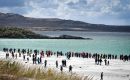 Vista de Yorke Bay, e invasión de humanos cuando se declaró la zona libre de minas en noviembre de 2020