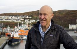 John Goodlad, escritor y ex criador de salmones en jaulas estuvo de visita en las Islas Falkland, invitado por Unity Marine 
