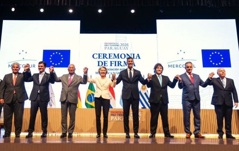 Milei defini&oacute; el entendimiento como &ldquo;el logro m&aacute;s importante de la historia del Mercosur&rdquo; y sostuvo que su Gobierno seguir&aacute; impulsando negociaciones comerciales con otros socios