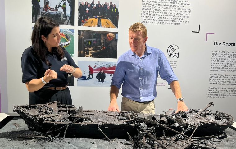 El modelo 3D impreso del naufragio del Endurance, producido por el Falklands Maritime Heritage Trust a partir de datos de la expedici&oacute;n Endurance22, se exhibir&aacute; en Discovery Point, en Dundee