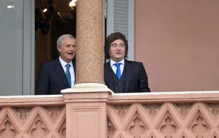 Milei agradeci&oacute; a Kast en nombre del Gobierno Argentino por el tradicional apoyo del Gobierno de Chile en la Cuesti&oacute;n de las Islas Malvinas. Foto: Juan Mabromata