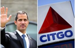 Guaid&oacute; y el logo de Citgo. Desde 2019, los activos venezolanos en EE.UU. quedaron bajo juntas designadas por la oposici&oacute;n tras las sanciones a PDVSA