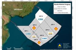 El offshore uruguayo abarca m&aacute;s de 25.000 kil&oacute;metros cuadrados mapeados, divididos en siete bloques denominados OFF-1 a OFF-7