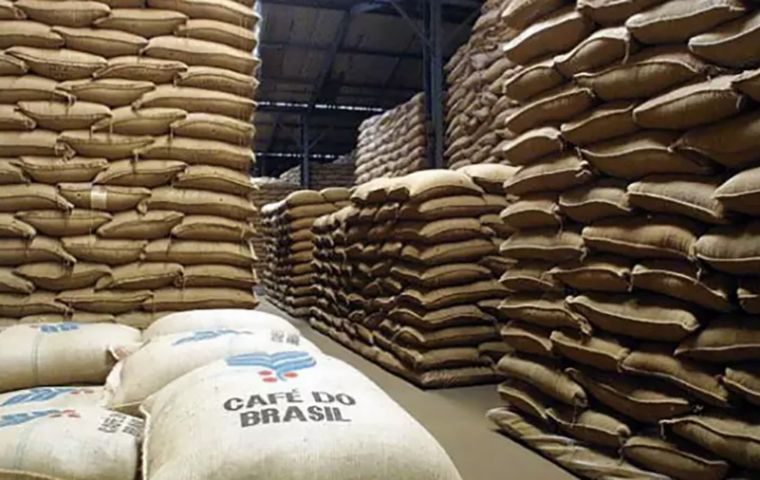 En marzo, las cifras mantuvieron la tendencia negativa: los env&iacute;os cayeron un 8% interanual hasta tres millones de sacos y los ingresos se redujeron un 15,1%, a US$1.125 millones