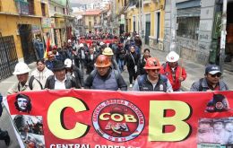 La COB present&oacute; el martes un pliego con demandas distribuidas en ocho &aacute;reas, entre ellas asegurar el derecho a la movilizaci&oacute;n, que no haya sanciones contra los sectores movilizados