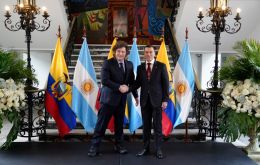 Milei mantuvo una reuni&oacute;n bilateral con su hom&oacute;logo ecuatoriano, Daniel Noboa, en el Palacio de Carondelet, en la primera visita oficial de un presidente argentino a Quito en casi dos d&eacute;cadas