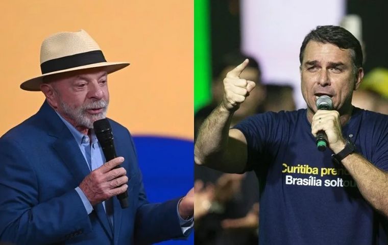 La encuesta de Quaest difundida el viernes otorga a Lula un 43 % frente al 40 % de Fl&aacute;vio Bolsonaro en un eventual balotaje, con un margen de error de dos puntos