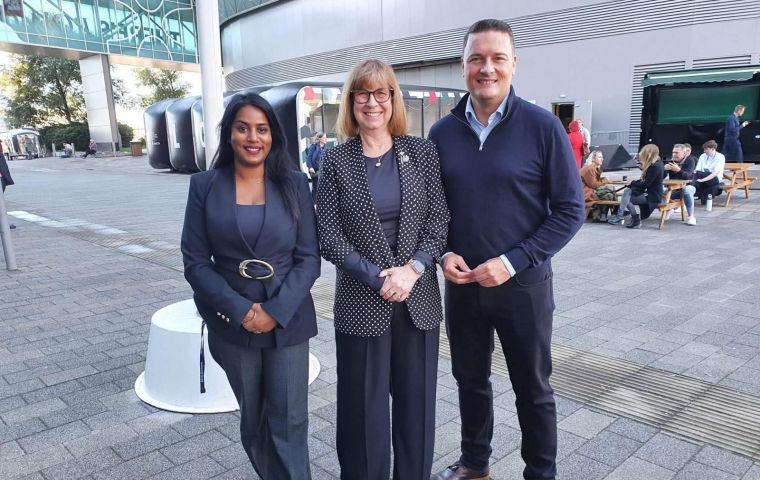 MLA Roberts this morning working the Labour Party Conference with Minister of Overseas Territories and Defence Secretary Wes Streeting