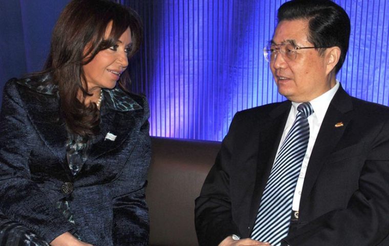 La presidente Cristina Kirchner mantuvo un encuentro en Washington con su par de China, Hu Jintao.