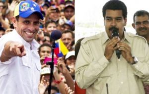 Los dos protagonistas de este sábado en Caracas: Capriles y Maduro 