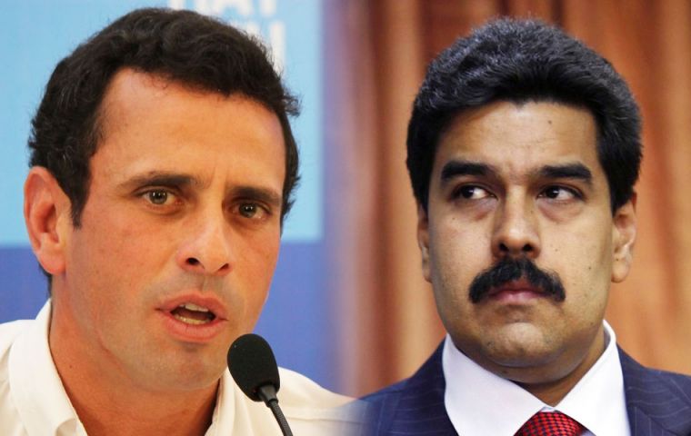 El líder de la oposición Capriles y el presidente venezolano