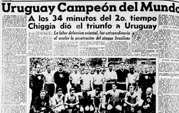  En la Copa de 1950 Uruguay se impuso a Brasil en la final por 2 a 1