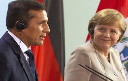 Humala y Merkel durante la conferencia de prensa