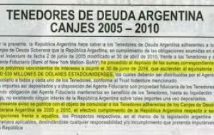 Las publicaciones de Argentina a los bonistas se realizaron en dos diarios de EE.UU. y de Buenos Aires 