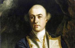 El Vice Almirante John Byron durante la circunnavegación reclamó las Falklands en nombre de la Corona