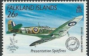 Las Falklands durante la II Guerra Mundial donaron fondos para adquirir 10 Spitfires que lucían el emblema y nombre de Falkland Islands   