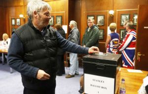 En marzo de 2013, Falklands celebró un  referendo en el cual abrumadoramente se pronunciaron en favor de permanecer como Territorio Británico de Ultramar  