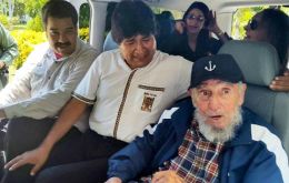 El padre de la revolución junto a Evo Morales que lo considera el “abuelo sabio” y el presidente venezolano Nicolás Maduro