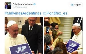Cristina Fernández, incluso rompió un prolongado silencio para compartir la imagen: “Es tiempo de diálogo entre Argentina y Reino Unido por Malvinas”