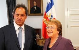 Scioli y Bachelet, quienes se habían reunido a fines del año pasado, abordaron asuntos sobre el futuro de la integración regional, según se informó 