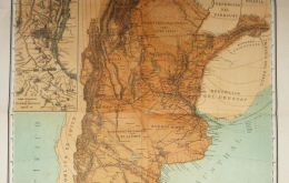 La versión original del mapa Latzina de 1882, el primer mapa oficial de Argentina tras el Tratado de Límites de 1881