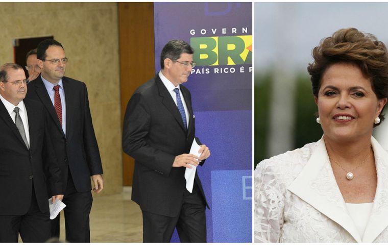 La reunión fue encabezada por Dilma Rousseff junto al ministro de Hacienda, Nelson Barbosa, y el presidente del Banco Central, Alexandre Tombini