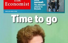 “Time to go. The tarnished president should now resign” (Es hora de irse. La empañada Presidenta debería renunciar), la portada de The Economist 