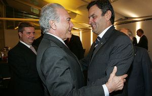 El vice presidente se reunió con el senador Aécio Neves, presidente del PSDB,  derrotado por Rousseff en 2014
