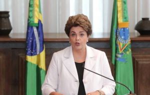 El mensaje fue leído por Rousseff en el Palacio de la Alvorada, la residencia presidencial donde trabaja desde que fue suspendida 