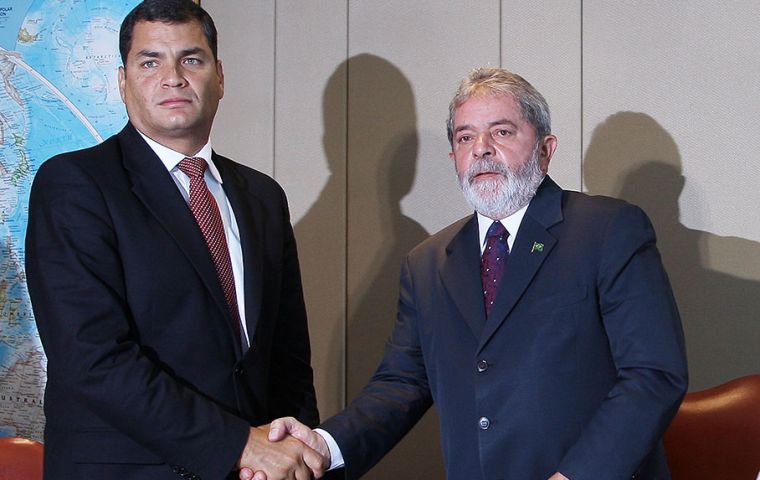 Correa denunció que en Brasil se persigue a Lula da Silva, “un sencillo obrero que pasó a dirigir la economía más grande de Latinoamérica”