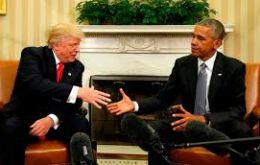 El presidente saliente y el magnate sostuvieron una reunión en el Salón Oval de la mansión presidencial, que Obama describió como “una excelente conversación”
