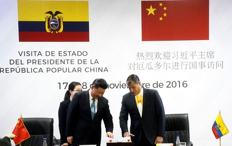 Los presidentes Rafael Correa y Xi Jinping inauguraron la planta hidroeléctrica