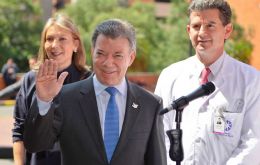 El presidente colombiano Juan Manuel Santos se mostró optimista con los resultados de sus estudios médicos en EE.UU