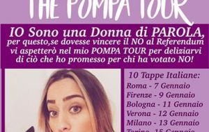 La modelo italiana Paola Saulino organiza tour para cumplir su promesa a los votantes del “No”. La idea original había sido de Madonna para ayudar a Hillary Clinton. 