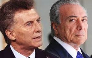 Macri es esperado en Brasilia el 7 de febrero donde se reunirá con el presidente Michel Temer