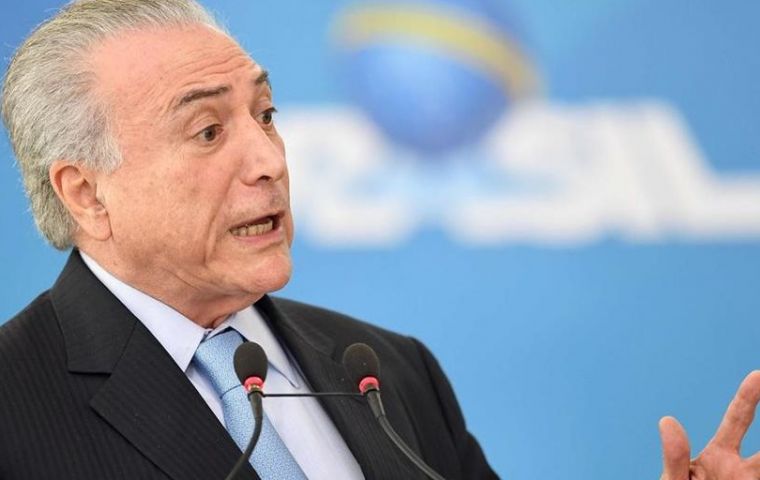 Durante un encuentro con productores rurales en Brasilia, Temer dijo que conducirá el gobierno hasta el fin del mandato